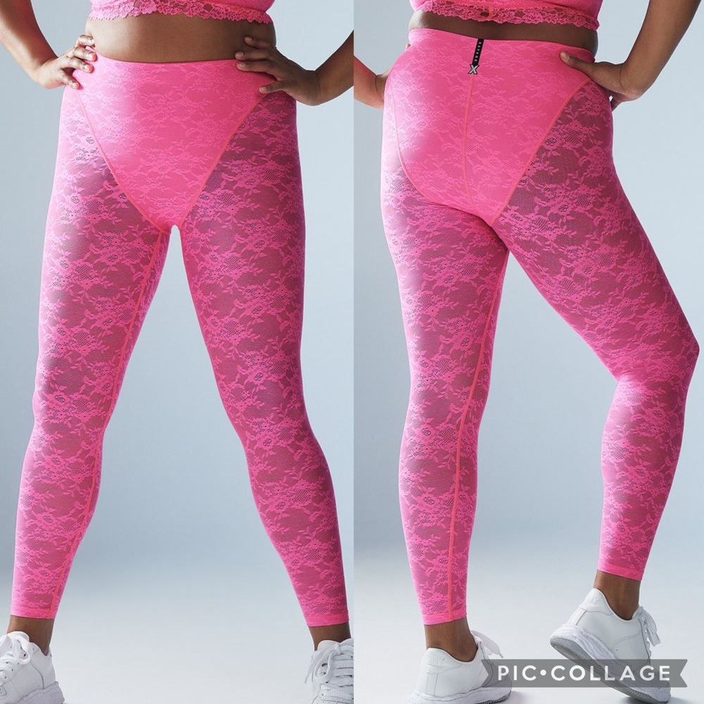 NWT Savage x Fenty Lace Race High-Waist Legging in Pink Palace Size 2X NEW - Picture 1 of 14
